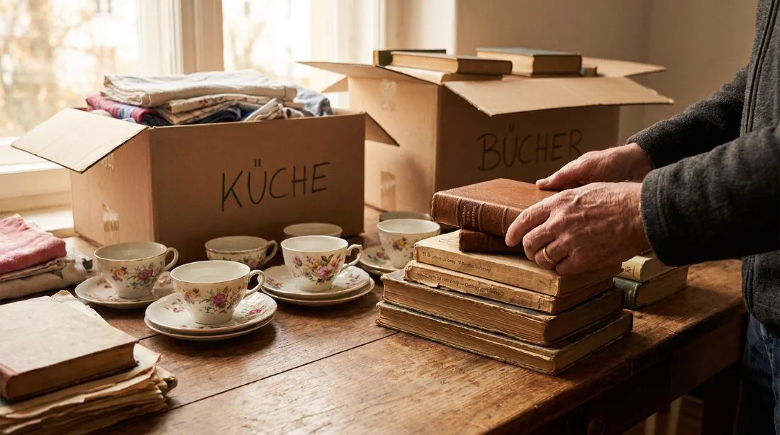 Sorting household items before the clearance